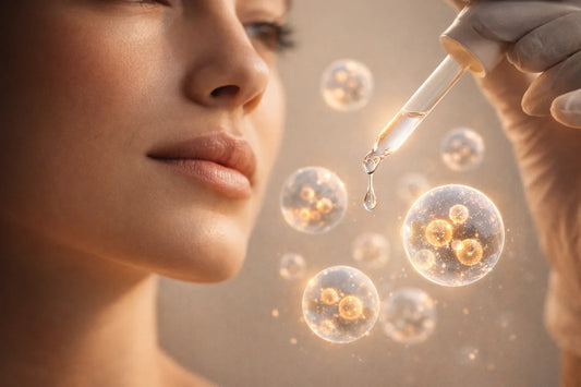 Exozomi cosmetici sub formă de sfere aurii aplicate pe tenul feminin – ingredient activ anti-aging pentru regenerare celulară