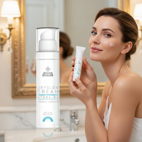 Cremă facială HYDRA-OX OxyGlow pentru hidratare intensă și oxigenare activă, redând luminozitatea, confortul și vitalitatea pielii.