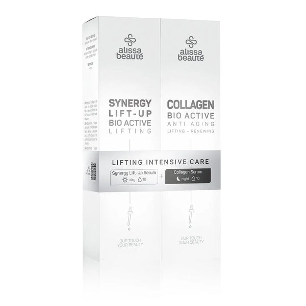 Set lifting și fermitate instant | Lifting Intensive Care | 50 ml + 50 ml Include: Synergy Lift‑Up (zi) + Collagen Serum (noapte). Oferă efect lifting și regenerare profundă Alissa Beaute