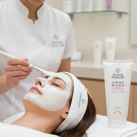 Mască cremă calmantă pentru pielea sensibilă și iritată. Hidratează, reduce roșeața și susține regenerarea pielii. Ideală pentru uz profesional - Alissa Beaute